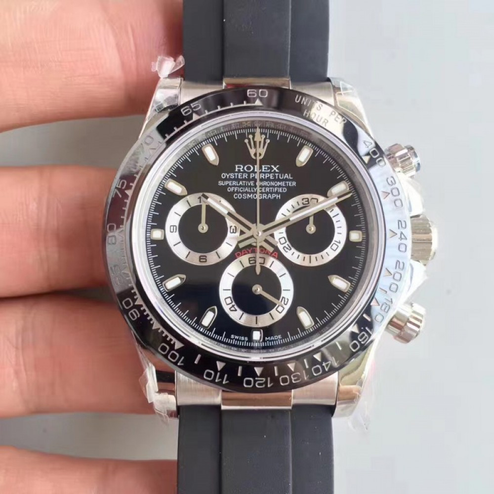 Replica Rolex Daytona Cosmograph 116519LN JH Stainless Steel Black Dial ...